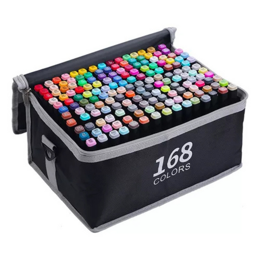 Set De 168 Plumones Doble Punta Con Estu